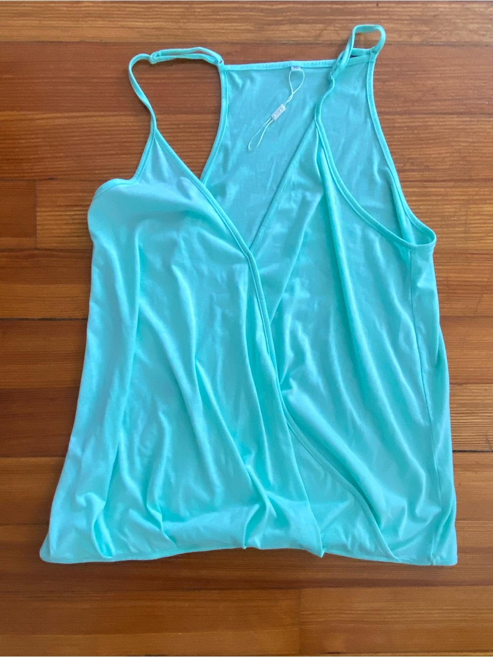 Aqua Sleeveless V-Neck Wrap Tank Top
